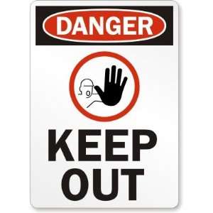  Danger Keep Out (with graphic) Plastic Sign, 14 x 10 