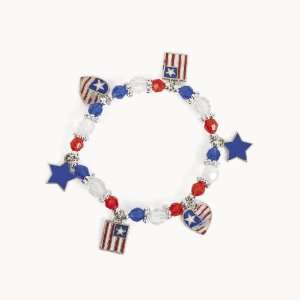  Beaded Patriotic Charm Bracelet Craft Kit (1 dz): Toys 