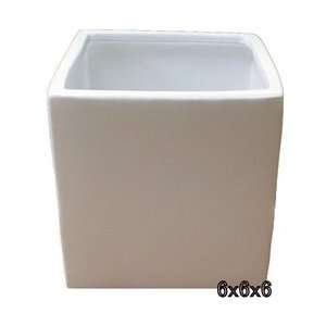  Ceramic Cube Vase 6x6x6   White: Home & Kitchen
