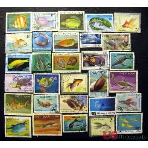  Worldwide Different Kinds of fish Stamps Collection(one 