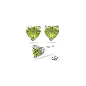  0.50 Ct Peridot Stud Earrings in Platinum: Jewelry