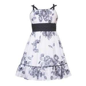   White Dress with Black Flower Print Size 10: Everything Else