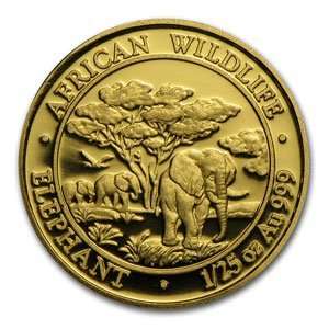  2012 1/25 oz Gold Somalian African Elephant Everything 