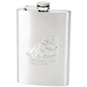  100 Of Best Quality 8Oz Embossed Ship Scene Flask By Maxam 