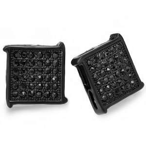   Fancy Square Shaped Round Cubic Zirconia Blackout Iced Pushback Post