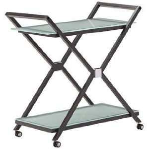  Zuo Xert Modern Smoke and Glass Serving Cart on Wheels 