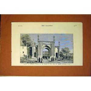  Gateway Peshawur Memorial Edwardes Old Print 1883