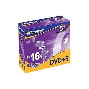  Memorex   5 x DVD+R   4.7 GB ( 120min ) 16x   slim jewel 