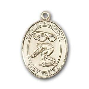  12K Gold Filled St. Christopher Swimming Medal Jewelry