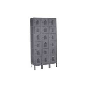 Ventilated Locker Six Tier 12x12x12 18 Door Assembled Gray  