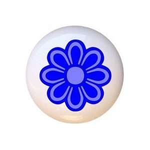  Funky Flowers 1960s look Blue Mod Drawer Pull Knob