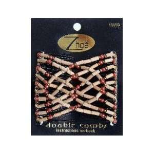  Zhoe Dark Wood w/ Red Beads Double Combs Item #10069 
