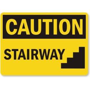  Caution: Stairway (with graphic) Aluminum Sign, 14 x 10 