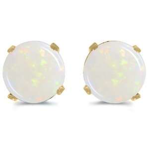  14K Yellow Gold 5mm Round Opal Stud Earrings Jewelry