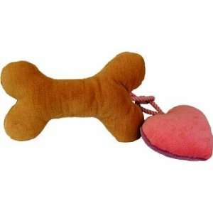  Big Bone and Heart Plush Dog Toy: Pet Supplies
