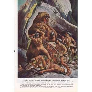  1955 Pliestocene Cavemen Attack Ancient Short Faced Bear 