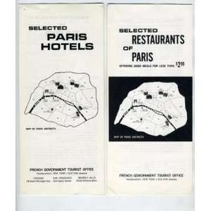  Selected Hotels & Restaurants in Paris Brochures 1950s 