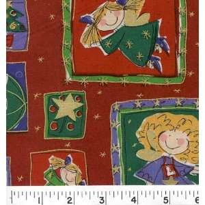  45 Wide CHRISTMAS ANGELS RED Fabric By The Yard: Arts 