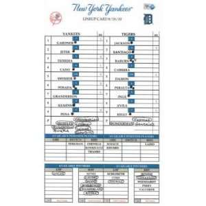 Tigers at Yankees 8 18 2010 Game Used Lineup Card (FJ191353)   Other 