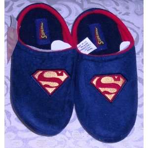 DC Comics SUPERMAN Embroidered Flc Clog Slippers Navy Blue Adult 