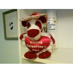   Plush Red Valentine Dog With Red Pillow 