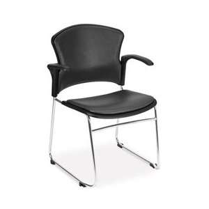  Multiuse Vinyl Seat & Back Stacker With Arms   Charcoal 