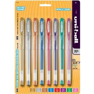  uni ball EX2 Stick Gel Pens, 8 Colored Ink Pens (70789 