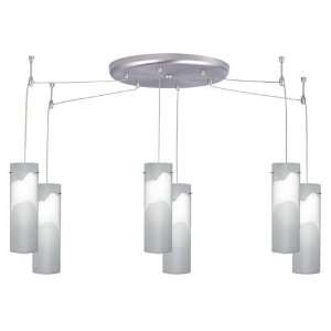   Nickel Copa Contemporary / Modern Six Light Pendant with Opal Fros