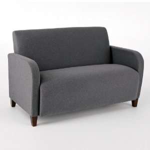  Siena Loveseat with Arms Heather Leaf Fabric/Mahogany 