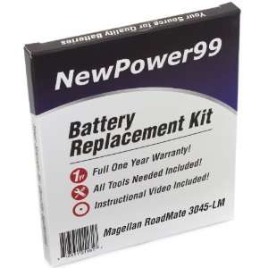 Battery Replacement Kit for Magellan RoadMate 3045LM with Installation 