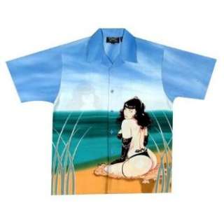  Bettie Page   At The Beach Club Shirt: Clothing