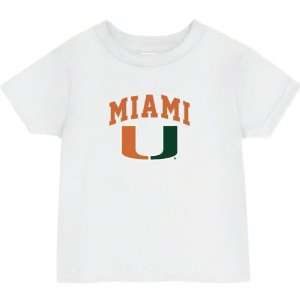  Miami Hurricanes White Baby Arch Logo T Shirt: Sports 