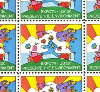 1974 PETER MAX EXPO 74 #1527 Full Mint Sheet of Stamps  