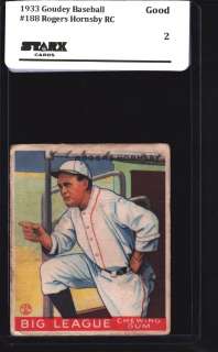 1933 Goudey Baseball #188 Rogers Hornsby RC (Browns) STX 2 Good  
