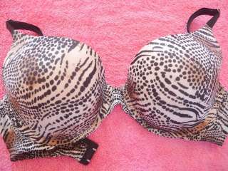 NWT Victorias Secret BIOFIT PUSH UP Rhinestone Animal Print Bra 38D 