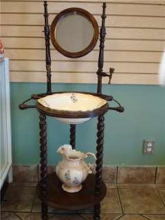 1800s Replica Basin Stand,Wash Basin and a Pitcher  