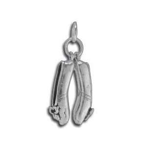  Ballet Dance Shoes 3D Movable Sterling Silver Charm 