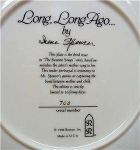 LONG,LONG AGO THE SWEETEST SONGS BY IRENE SPENCER PLATE  