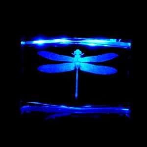 Dragonfly 3D Laser Etched Crystal includes Two Separate LEDs Display 