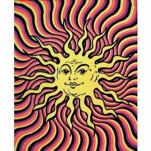  Psychedelic Sun Blacklight Tapestry Wall Hanging: Home 