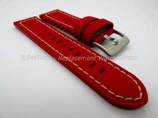 Leather Watch Strap CALIFORNIA Red 24mm  