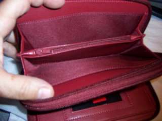 Mundi Double ziparound Leather Checkbook Wallet,Red  