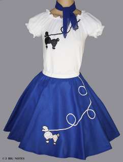 PC Blue 50s Poodle Skirt outfits Girl Sizes 10,11,12 W 23 35 