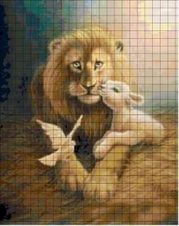 Lion Lamb Dove Cross Stitch Pattern Bible Christian  