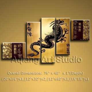   Abstract Painting Canvas Wall Art Feng Shui Zen Style Dragon H364