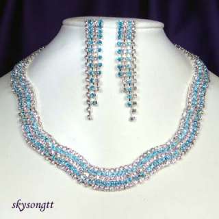 Swarovski Crystal Sapphire Bridal Necklace Set S1097N  