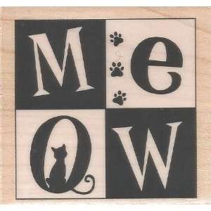  Meow Block Cat Wood Mounted Rubber Stamp (E3944) Arts 