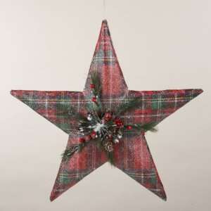  11 Country Cabin Red Plaid Star Christmas Ornament: Home 