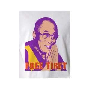  Dalai Lama Free Tibet (purple) pop art t shirt (Mens 
