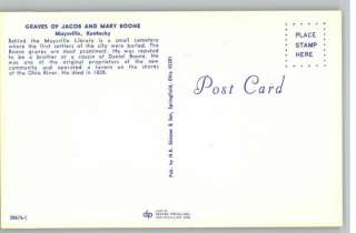 Postcard Jacob & Mary Boone Graves..Maysville,Kentucky  